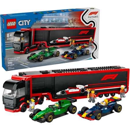 Конструктор LEGO Грузовик F1 с автомобилями RB20 и AMR24 60445