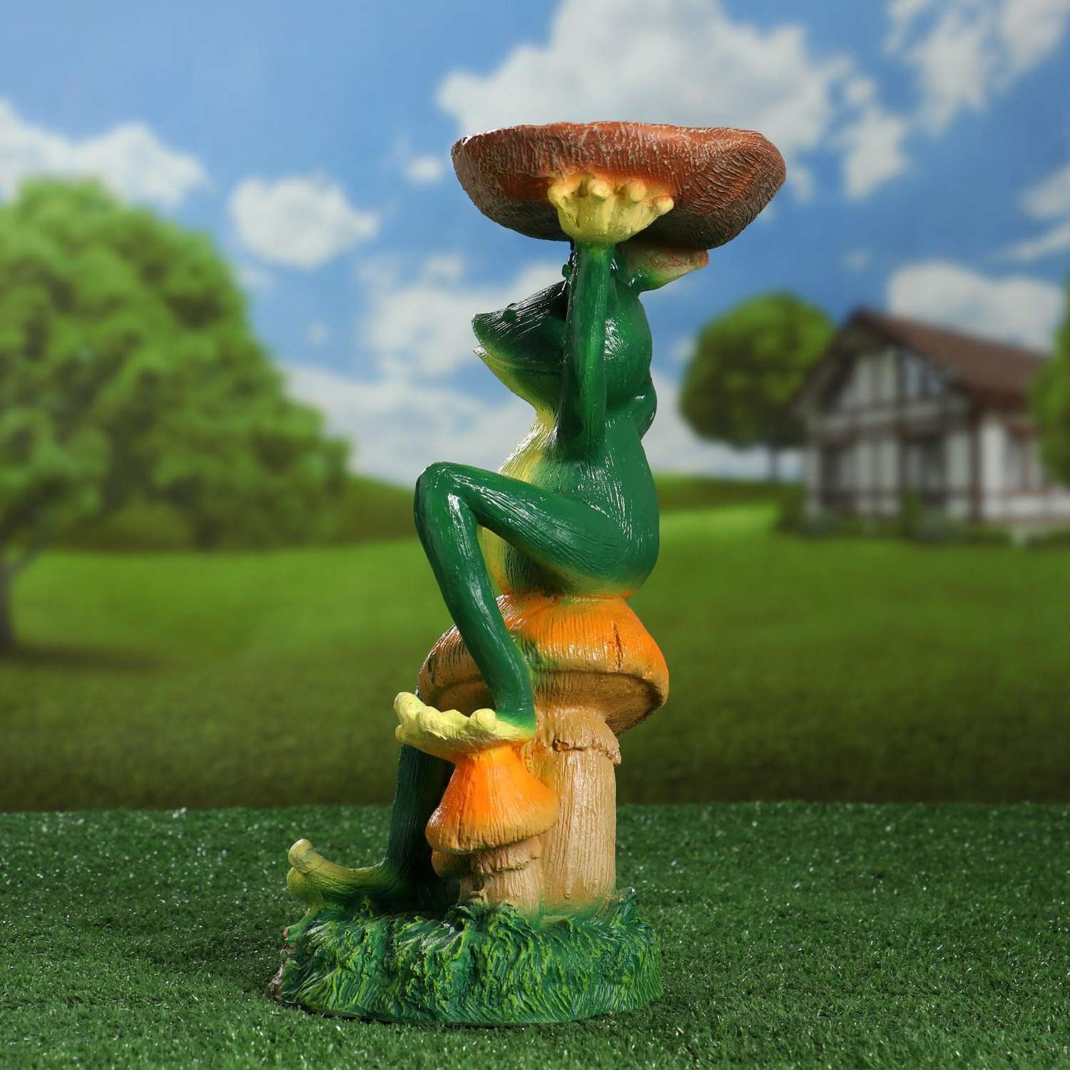 Садовая фигура Хорошие сувениры «Поилка лягушка с подносом» 20х22х36см - фото 6