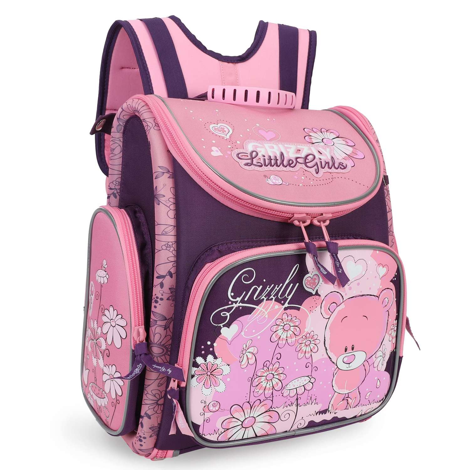 Рюкзак школьный Grizzly Медведь Фиолетовый-Розовый RA-971-8/1 - фото 3