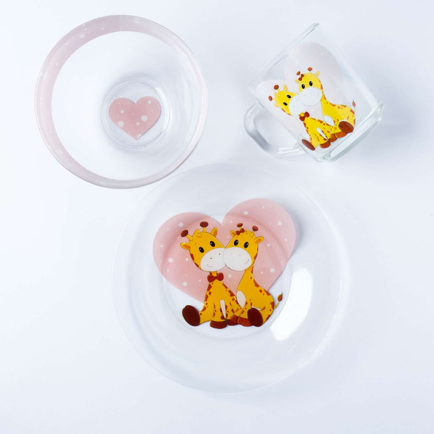 Набор посуды детский Доляна Жирафы миска тарелка кружка - фото 1