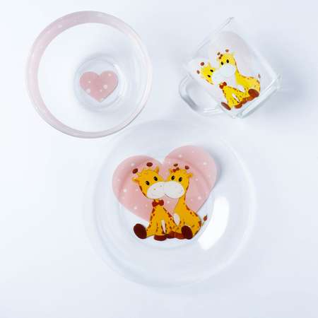 Набор посуды детский Доляна Жирафы миска тарелка кружка