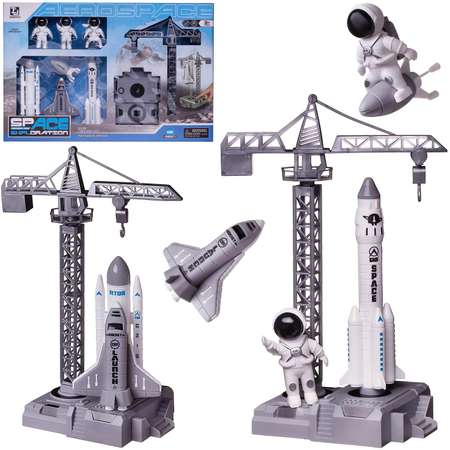 Игровой набор Junfa Покорители космоса стартовая площадка шаттл и мини-ракета и 3 космонавта