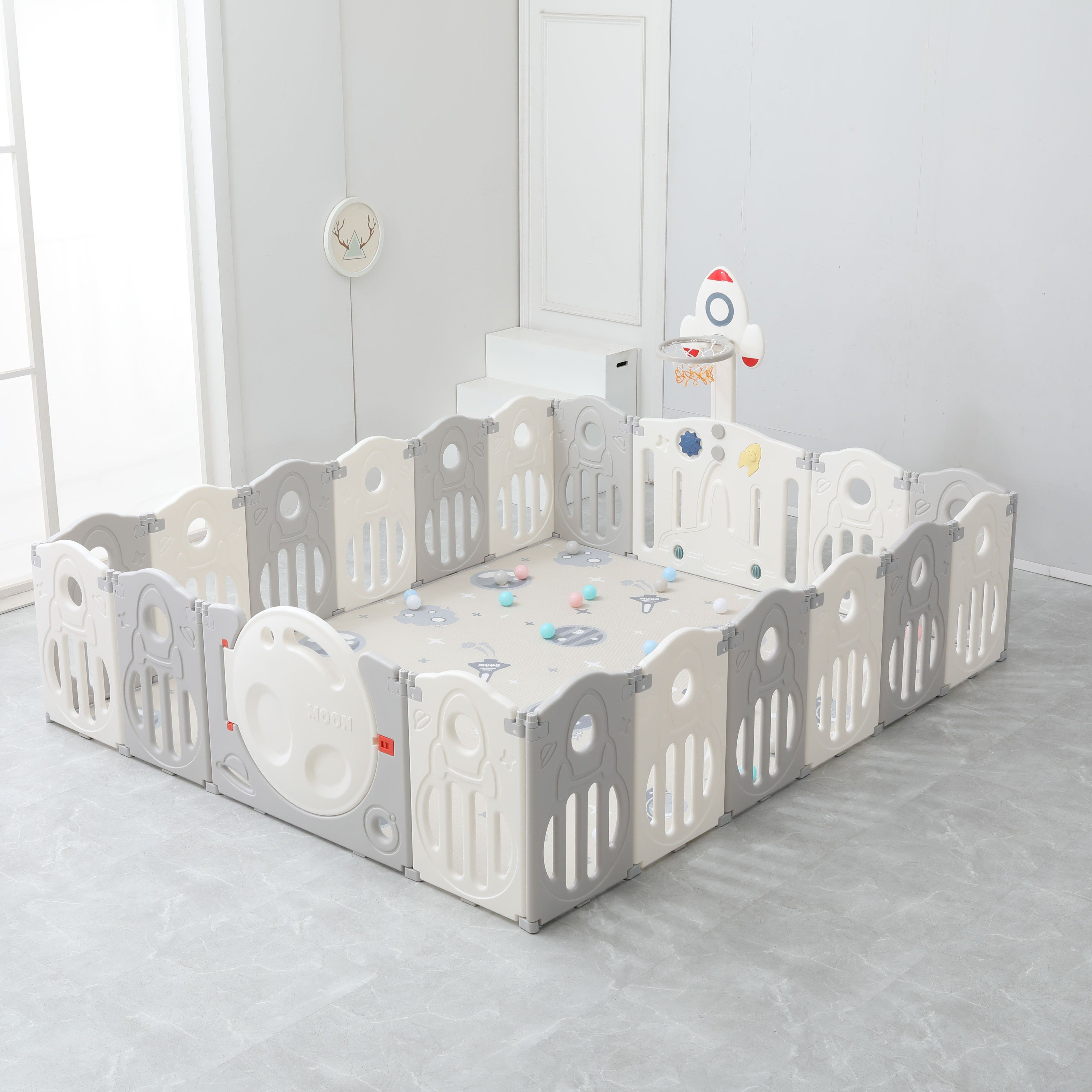 Манеж UNIX Kids SUPREME Space (200x240 cm) Grey PPSUSP18GRY - фото 1