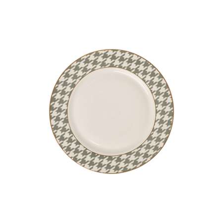 Тарелка DeNASTIA сервировочная обеденная «Пье-де-пуль» 26.7 см фарфор белый/мятный CE00466