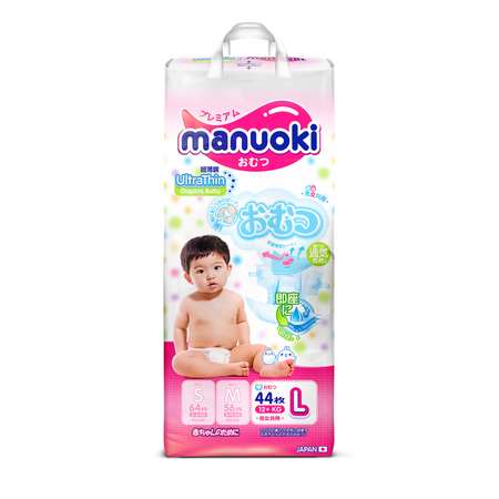 Подгузники Manuoki Ultrathin L 12+ кг 44 шт JPM007