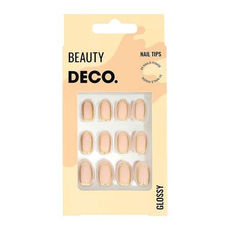 Накладные ногти DECO. Glossy gold line 24 шт + клеевые стикеры 24 шт