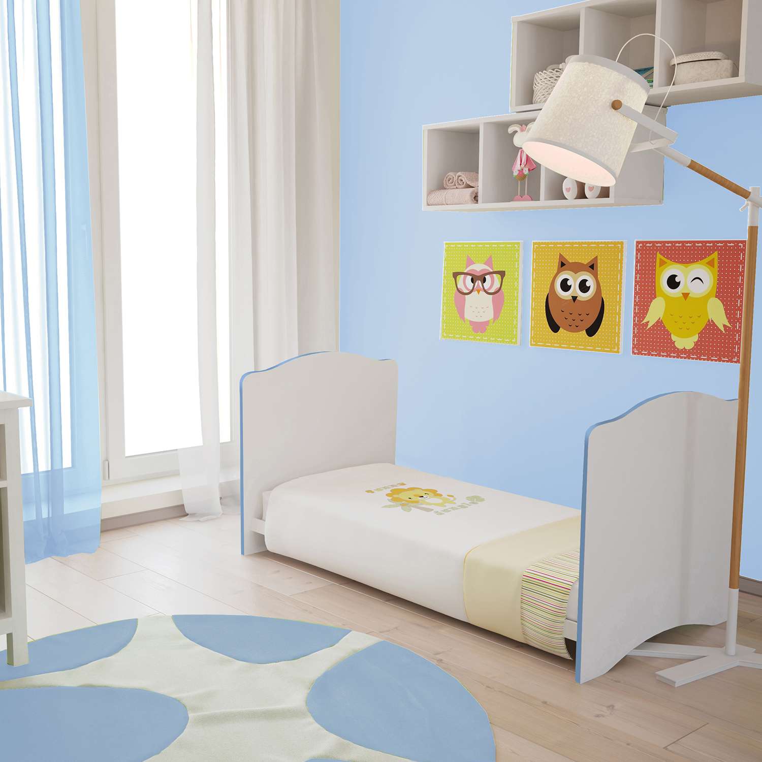 Детская кроватка Polini kids прямоугольная, без маятника (синий, белый) - фото 4