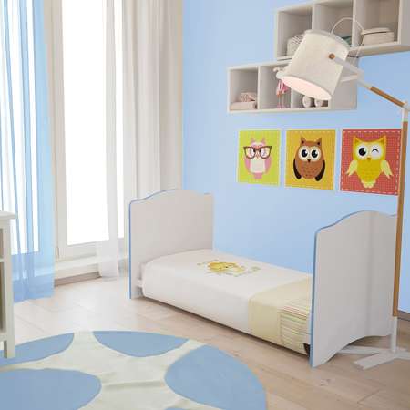 Детская кроватка Polini kids прямоугольная, без маятника (синий, белый)