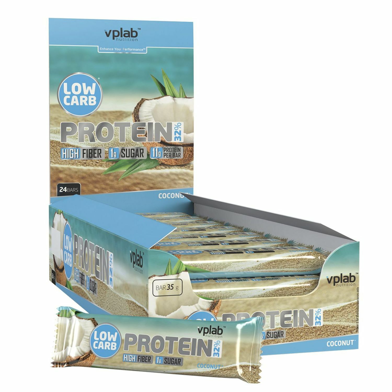 Батончик VPLAB Low Carb Protein Bar кокос 35г - фото 2