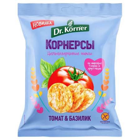 Чипсы Dr. Korner цельнозерновые кукурузно-рисовые с томатом и базиликом 50г