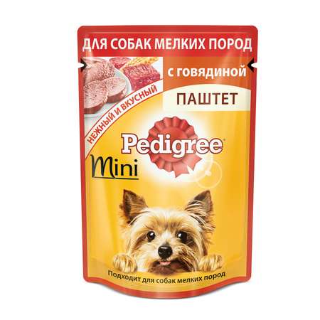 Корм для собак Pedigree для мелких пород паштет с говядиной пауч 80г