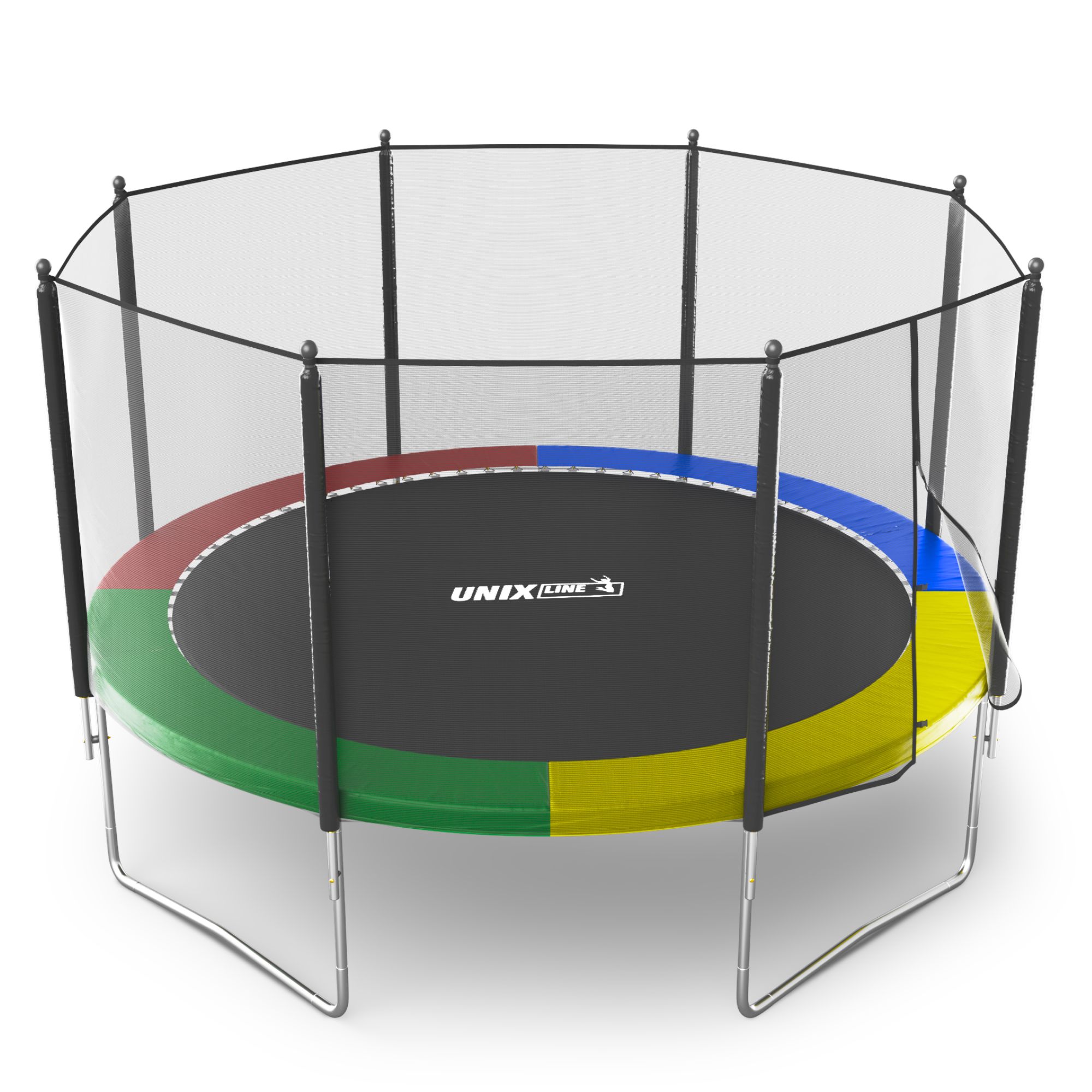 Батут каркасный Simple 12 ft UNIX line Color с внешней защитной сеткой общий диаметр 366 см до 150 кг - фото 1