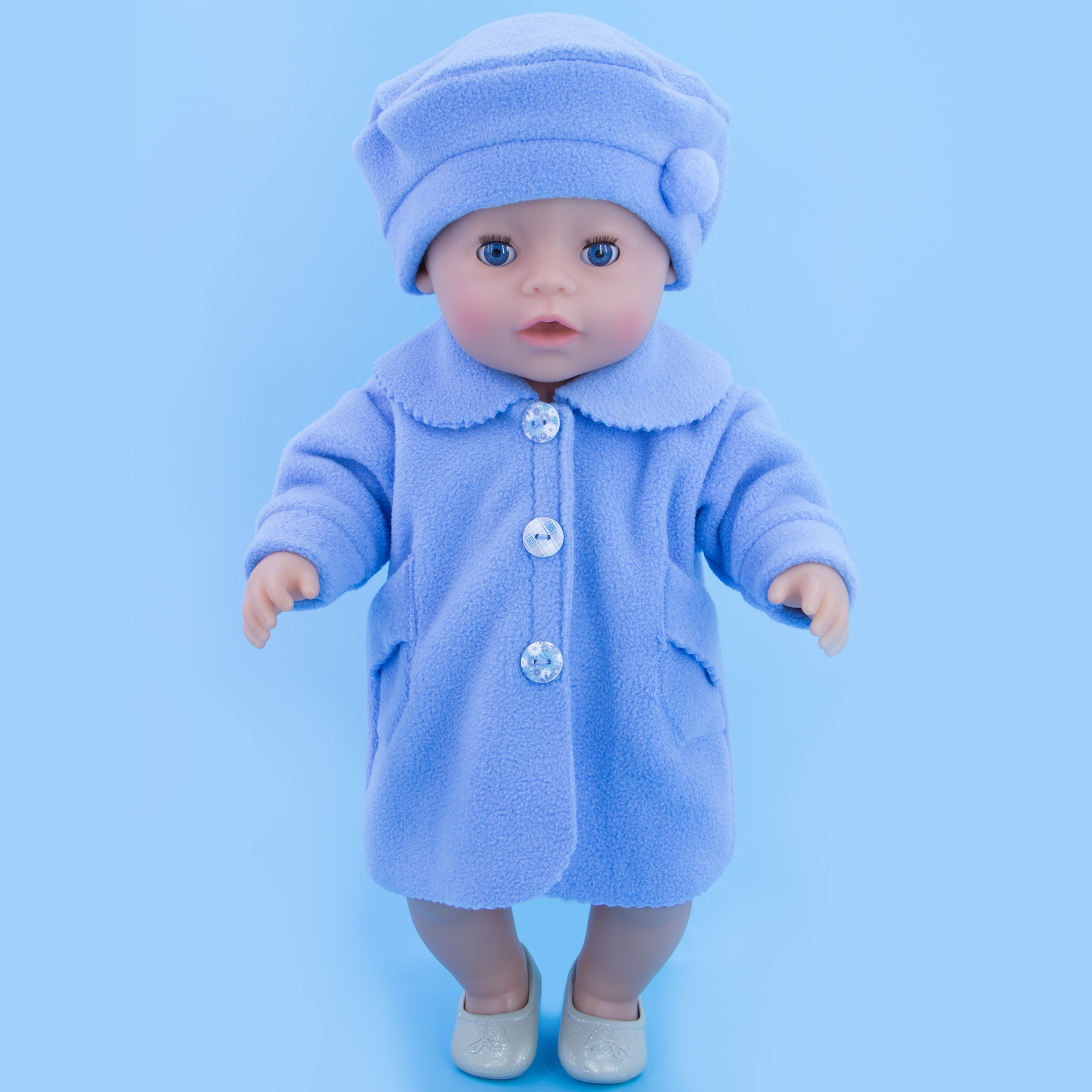 Комплект одежды Модница Пальто с беретом для пупса 43-48 см 6119 голубой 6119голубой - фото 11