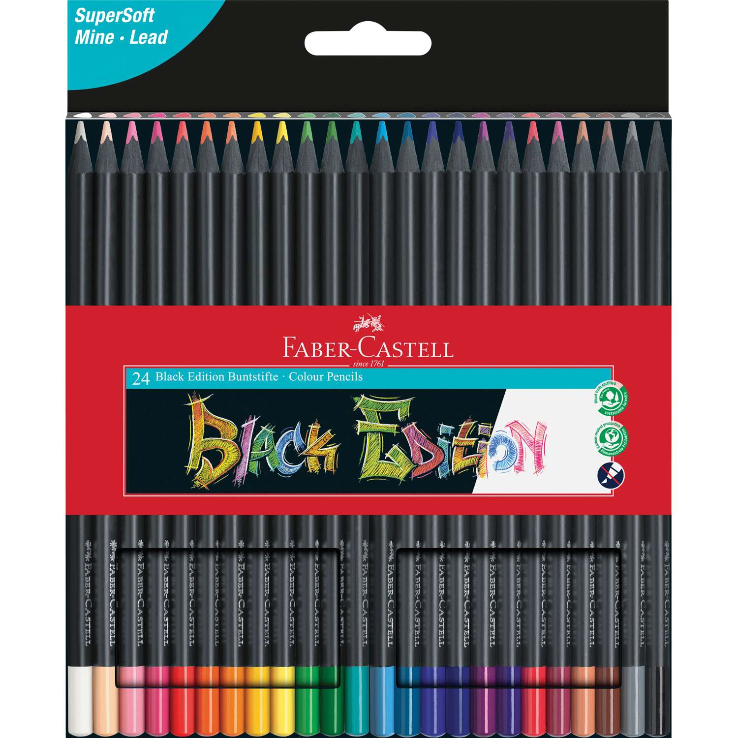 Карандаши цветные Faber Castell Black Edition 24цвета 116424 - фото 1
