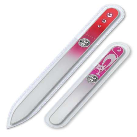 Пилка для ногтей BOHEMIA Czech Glass Nail Files набор 2 шт 135 мм и 90 мм розовый