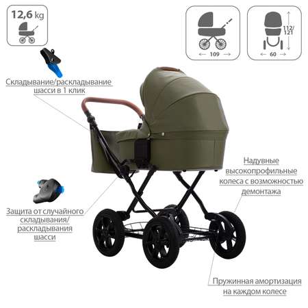 Коляска 2в1 Bebetto Aquarius PRO экокожа шасси Черное 05