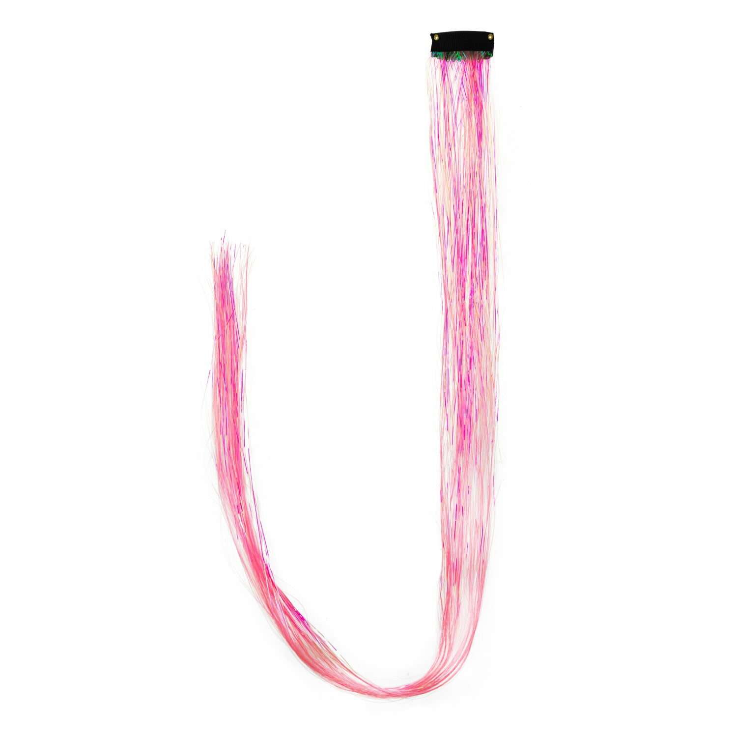 Цветные пряди для волос Lukky Fashion на заколках искусственные детские блестящие розовые 60 см аксессуары для девочек - фото 2