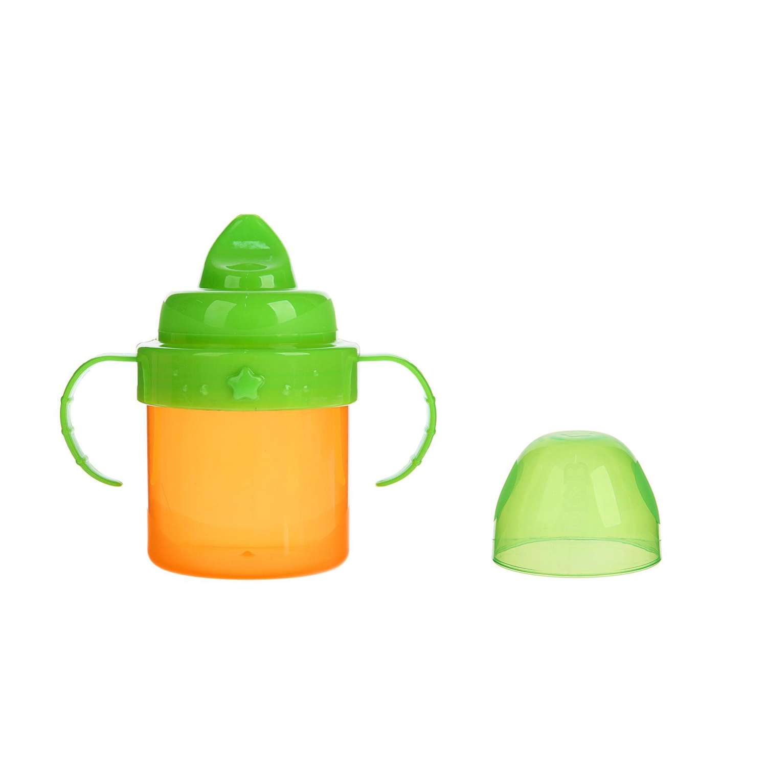 Поильник Mum and Baby детский с твёрдым носиком с ручками 150 мл цвет оранжевый/зеленый - фото 2