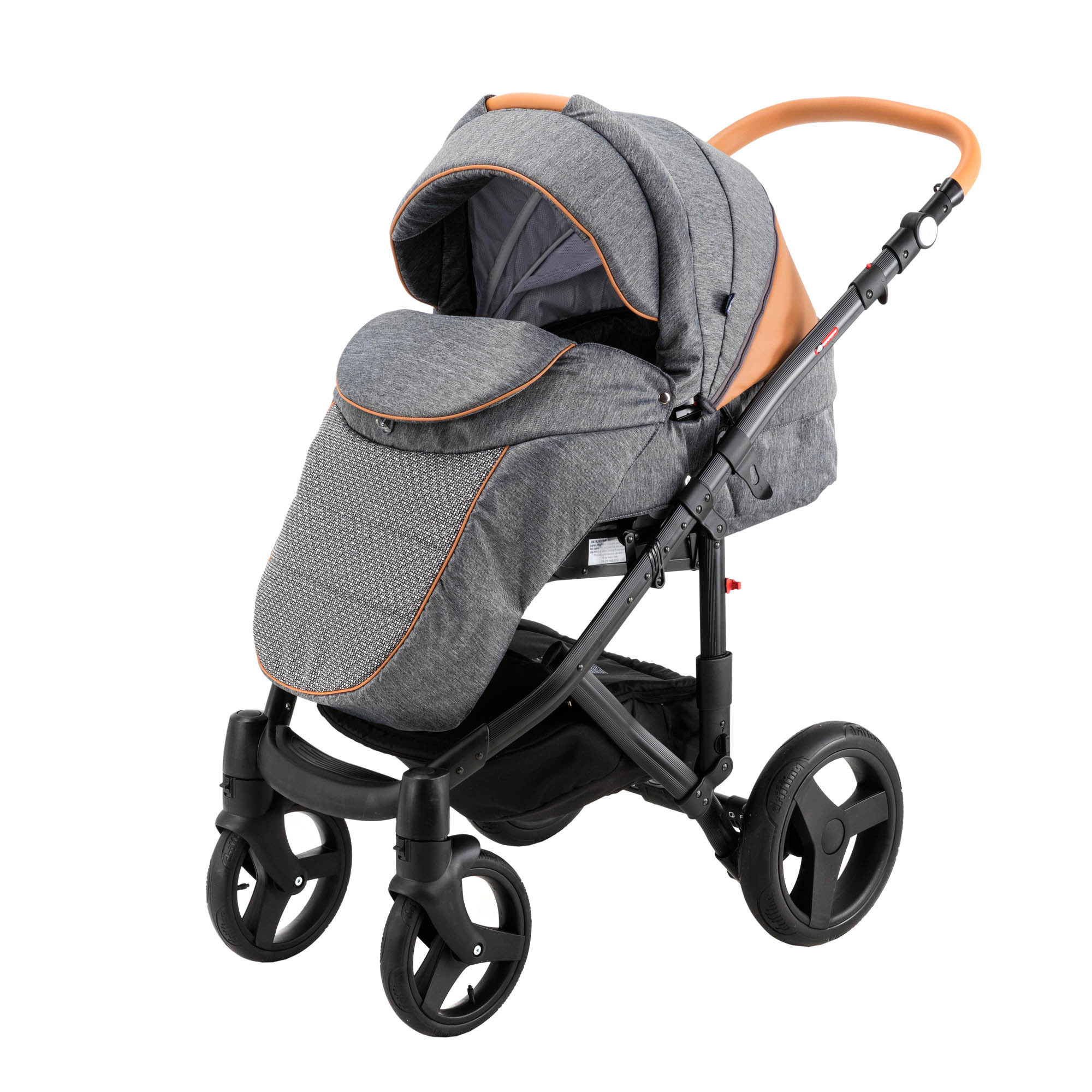 Коляска 2в1 BeBe-mobile Movo C and G A22 Темно-серый+Черно-белые круги+Карамельная кожа - фото 2