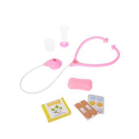 Игровой набор Доктор Наша Игрушка развивающий для детей 7 предметов розовый