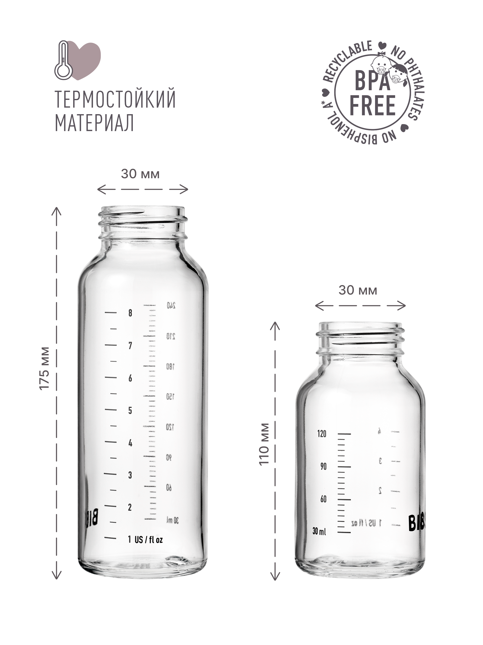 Стеклянная бутылочка BIBS Glass Bottle110 мл - фото 7