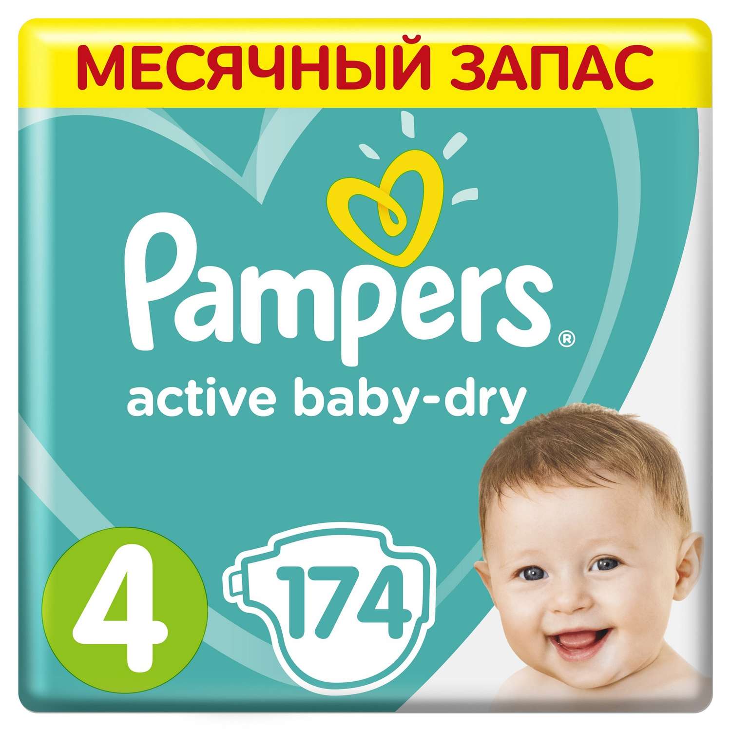 Подгузники Pampers Active Baby-Dry 4 9-14кг 174шт - фото 1