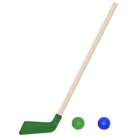 Набор для хоккея Задира Клюшка хоккейная детская зеленая + шайба + мячик