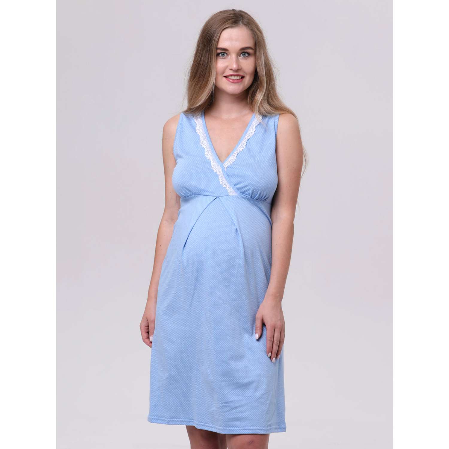 Сорочка для беременных Fest П16504 Голубой| /белый - фото 1