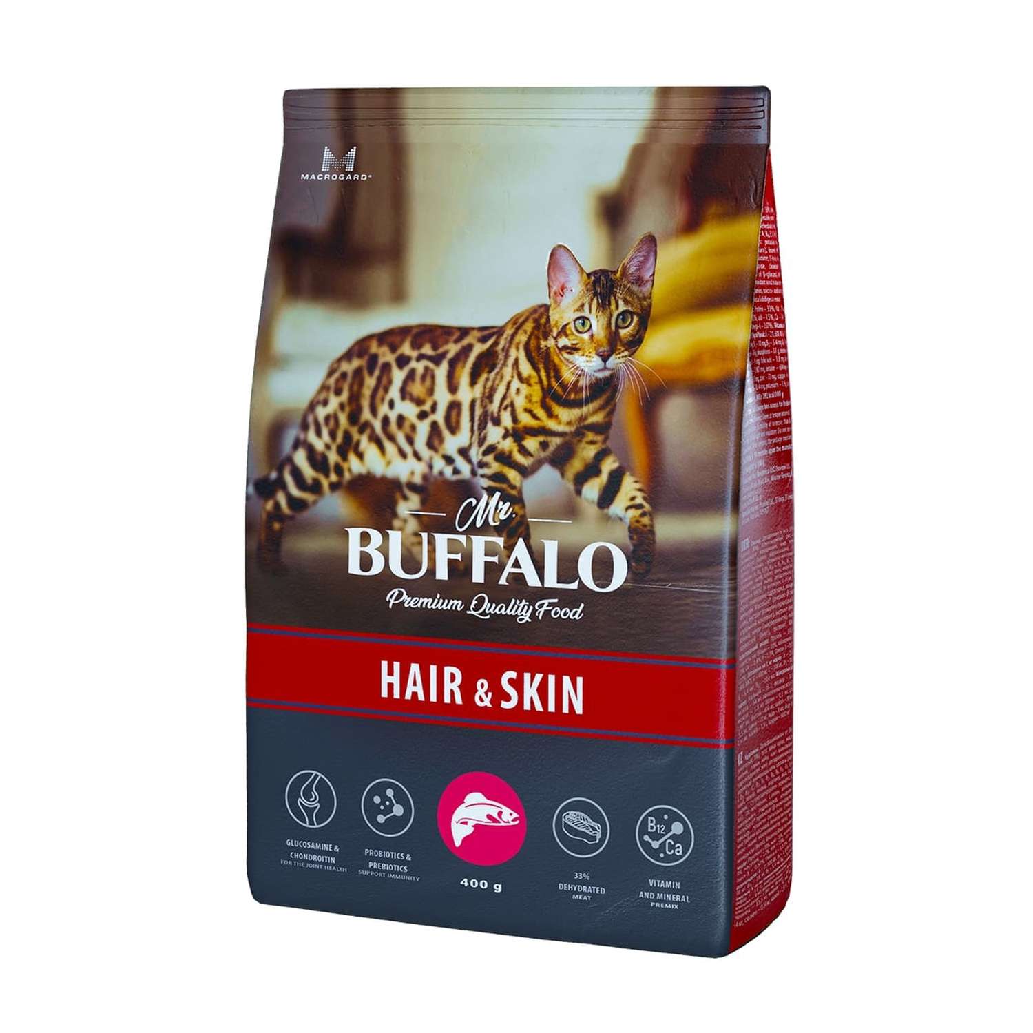 Корм для взрослых кошек Mr.Buffalo Adult Hair Skin для здоровой кожи и красивой шерсти с лососем сухой 400г - фото 1