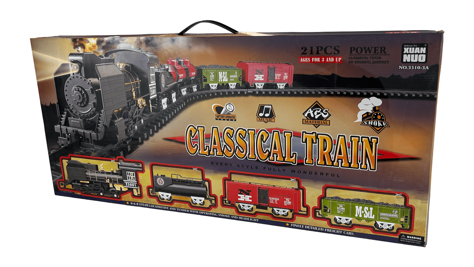 Детская железная дорога CS Toys на батарейках Classical Train 21 деталь 4 варианта сборки 3510-3A - фото 1