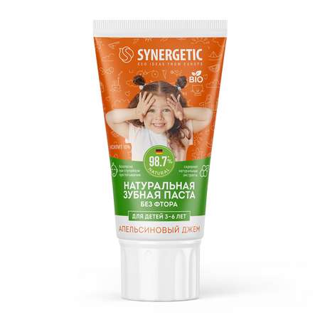 Зубная паста Synergetic Апельсиновый джем детская 50г