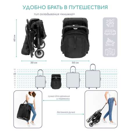 Коляска прогулочная AmaroBaby Voyager Чёрный