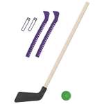 Набор для хоккея Задира Клюшка хоккейная детская чёрная 80 см + шайба + Чехлы для коньков фиолетовые