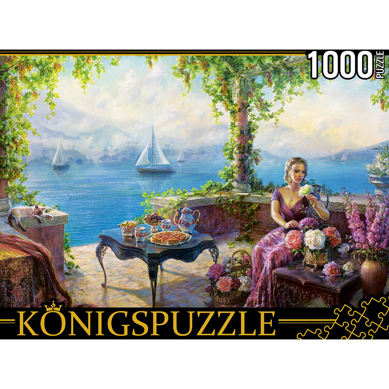 Пазл Рыжий кот Konigspuzzle В беседке РУКK1000-3820 - фото 1