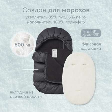 Конверт в коляску Happy Baby с вкладышем true black