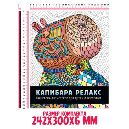 Раскарска Проф-Пресс антистресс комплект из 2 шт по 32 стр. 24х30 см. Капибара и друзья+ релакс