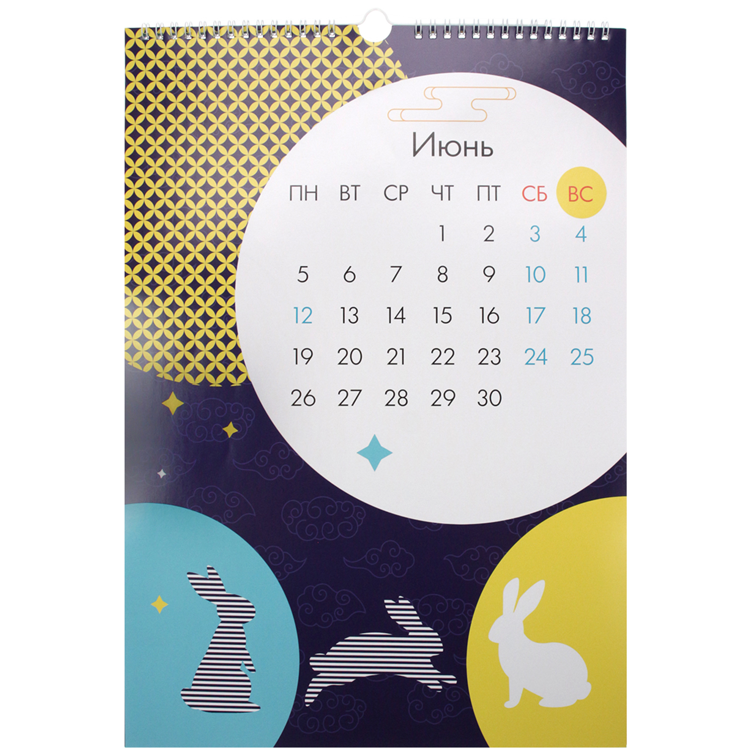 Календарь перекидной Prof-Press Лунные зайцы А3 настенный на гребне с ригелем 297х420 - фото 3