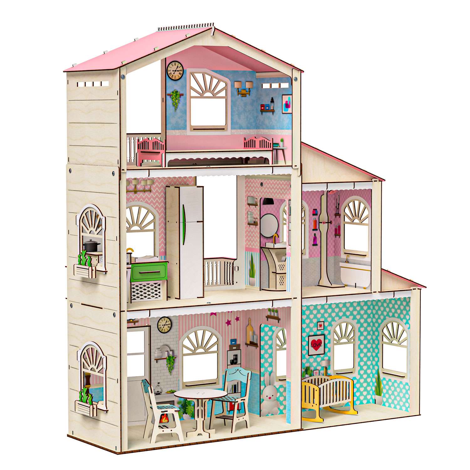 Кукольный домик с мебелью M-WOOD Симфония с пристройкой MW-3023_4 - фото 2