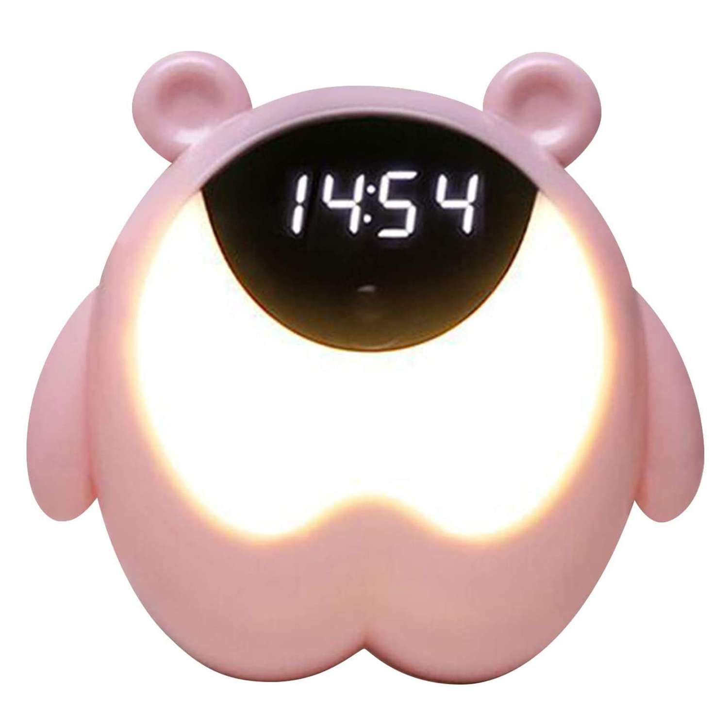 Часы-будильник LaLa-Kids Электронные Медвежонок с ночником и датчиком движения розовый - фото 1