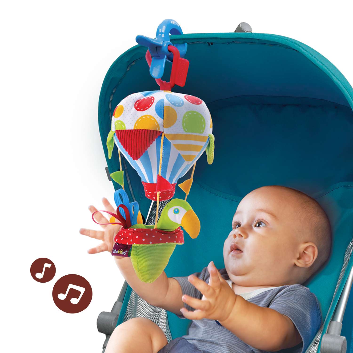 Игрушка мягкая музыкальная Yookidoo Попугай на воздушном шаре - фото 5