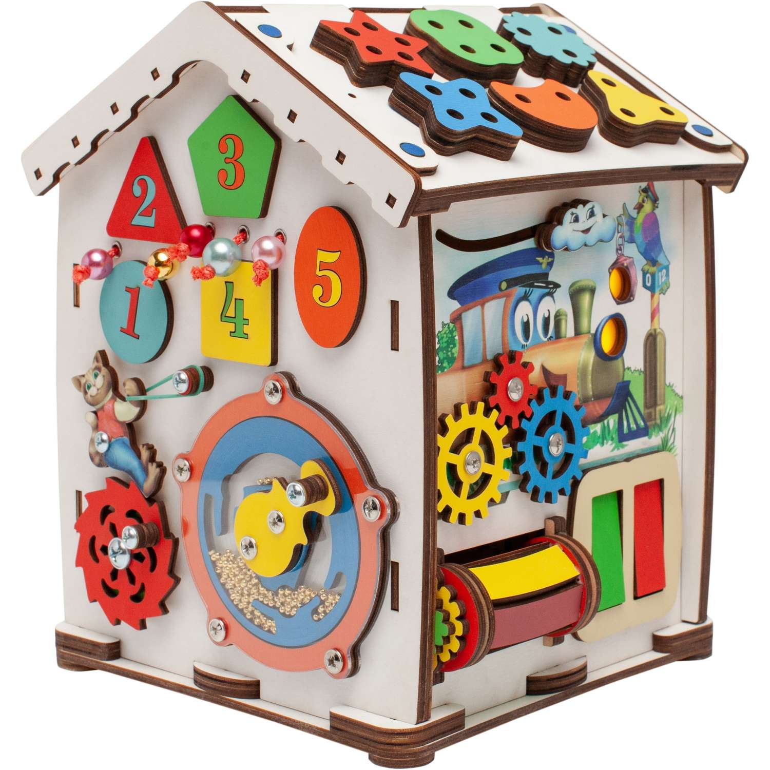 Бизиборд Jolly Kids Развивающий домик со светом «Паровозик» - фото 1