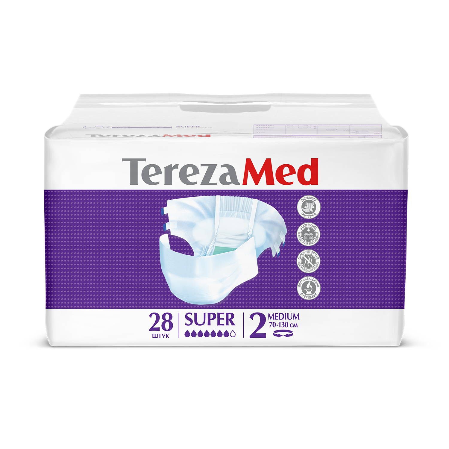 Подгузники TerezaMed впитывающие на липучках Super Medium №2 70-130 см 28 шт - фото 2