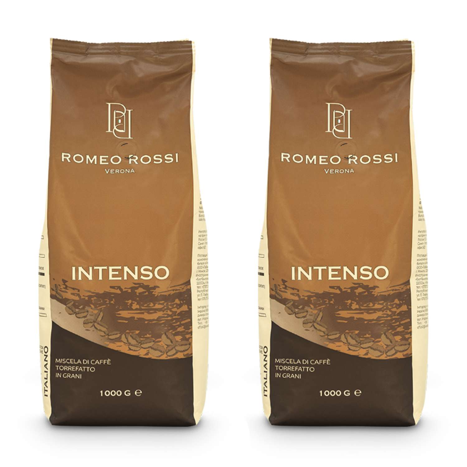 Кофе в зернах Romeo Rossi Intenso натуральный 2 упаковки по 1 кг - фото 1