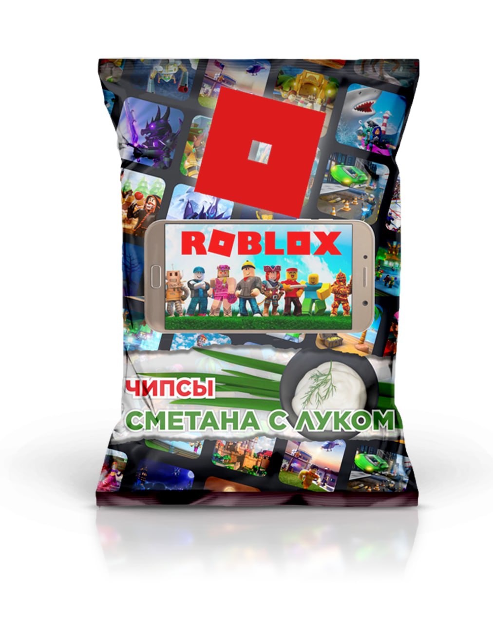 Чипсы ROBLOX из натурального картофеля со вкусом сметаны с луком 75 г - фото 1