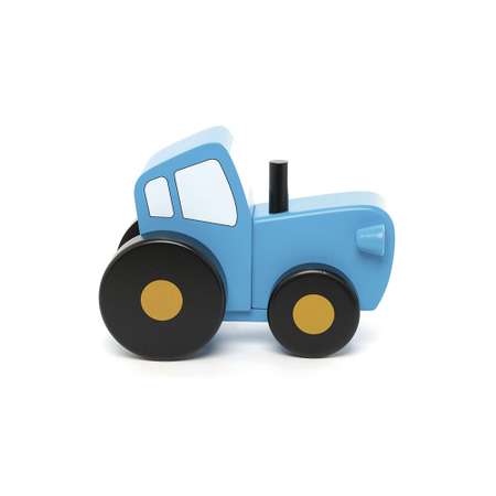 Машинка МУЛЬТИФАН деревянный Синий Трактор средний