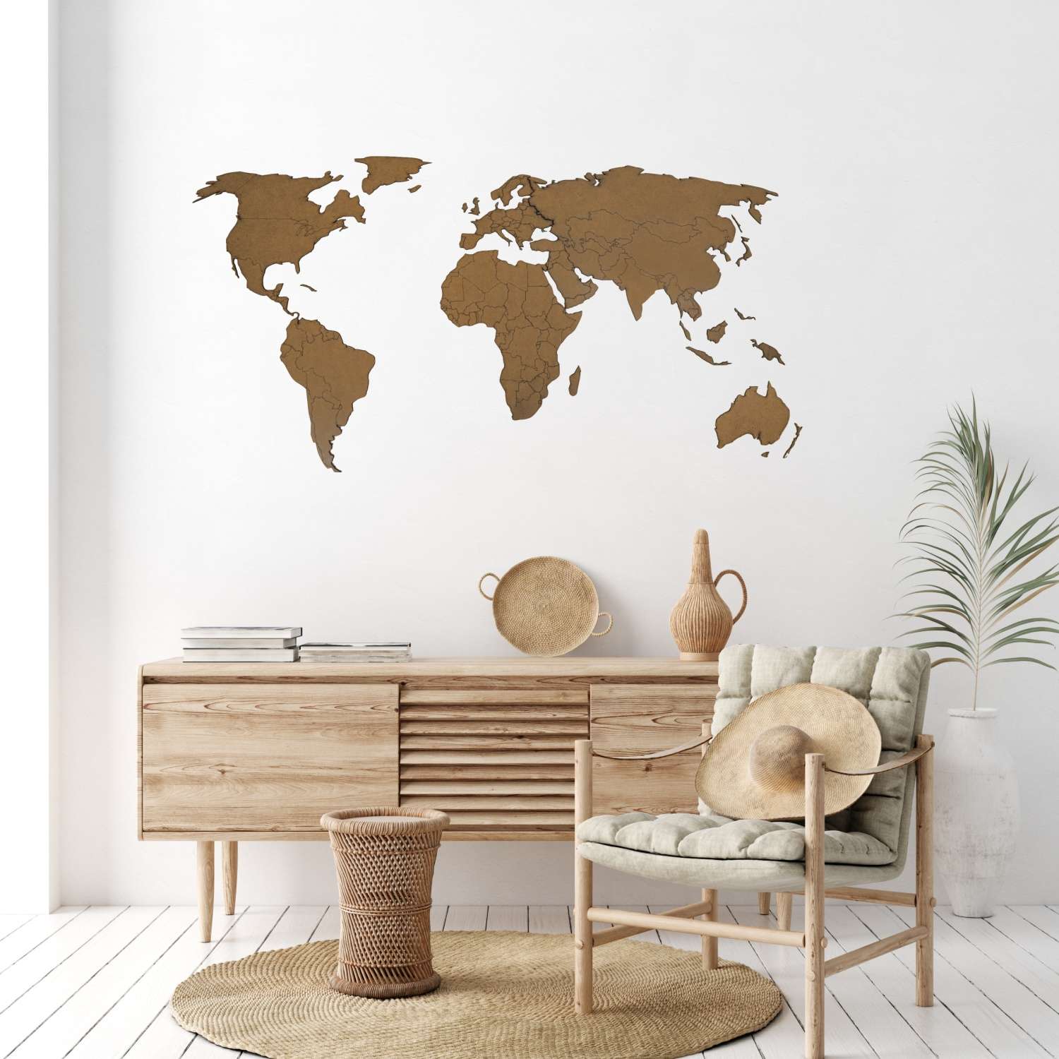 Карта мира настенная Afi Design деревянная 120х60 см Premium коричневая - фото 6
