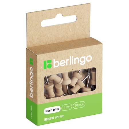 Кнопки силовые Berlingo Green Series 30 шт деревянные крафт упаковка европодвес