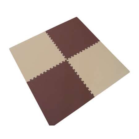 Развивающий детский коврик Eco cover игровой мягкий пол бежево-коричневый 60х60