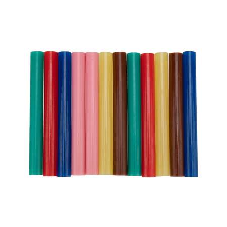 Клеевые стержни REXANT разноцветные диаметр 11 мм длина 100 мм 12 шт