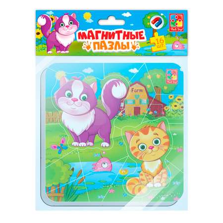 Пазл Vladi Toys магнитный Котики 16 элементов